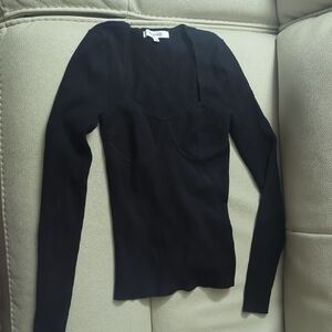 Madewell Black Ribbed Long-Sleeve Top